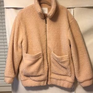 Teddy Bomber Jacket! Size Large. Super Stylish.